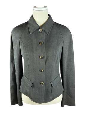 Salvatore Ferragamo Vintage 90s Charcoal Fitted Button Blazer Jacket IT 42 US 8